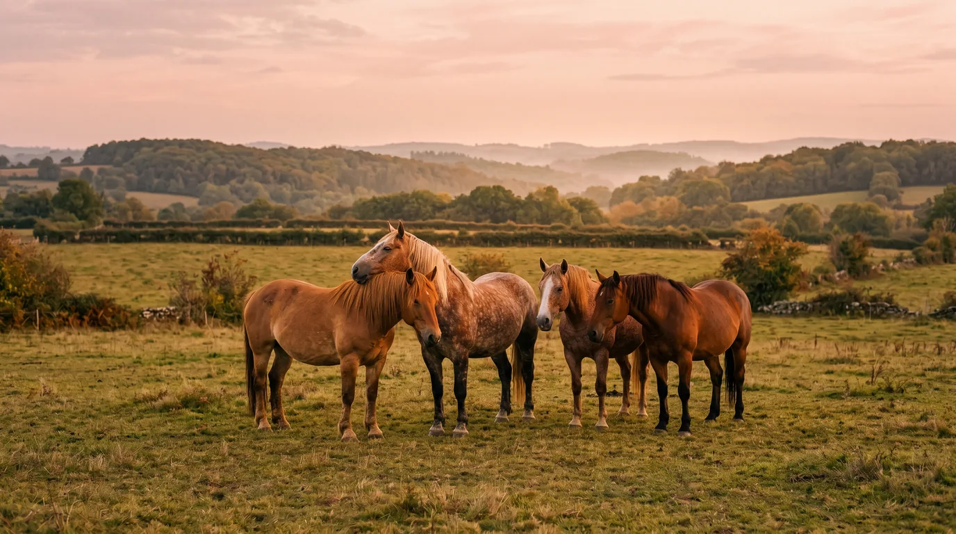 Les chevaux du Centre équestre de Neuvic-sur-l'Isle en liberté, Dordogne